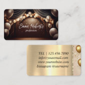 誕生日記念日ギフトホワイトピンク金ゴールドバルーン 名刺 (正面/裏面)