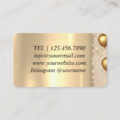 誕生日記念日ギフトホワイトピンク金ゴールドバルーン 名刺 (裏面)