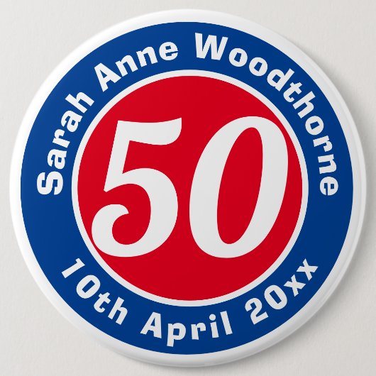 誕生日記念(氏名、年齢、日付) 缶バッジ (正面)