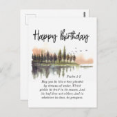 誕生日詩篇1-3バイブル聖句自然水彩 ポストカード (正面/裏面)