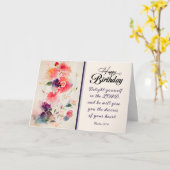 誕生日詩篇37:4主を喜ばせる カード (黄色い花)