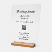 誕生日詳細10th birthday scan QR websiteRSVP アクリルサイン (傾斜)