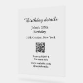 誕生日詳細10th birthday scan QR websiteRSVP アクリルサイン (傾斜)