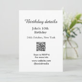 誕生日詳細10th birthday scan QR websiteRSVP 招待状 (スタンド正面)