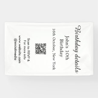 誕生日詳細10th birthday scan QR websiteRSVP 横断幕