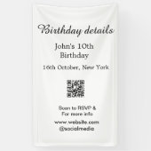 誕生日詳細10th birthday scan QR websiteRSVP 横断幕 (縦)