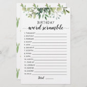 誕生日語スクランブルゲームと回答 (正面/裏面)