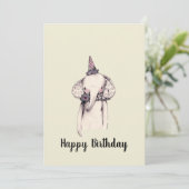 誕生日象スケッチ誕生日グリーティングカード (スタンド正面)