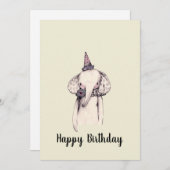 誕生日象スケッチ誕生日グリーティングカード (正面/裏面)