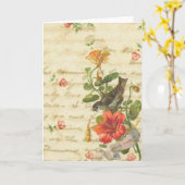 誕生日賛美ヴィンテージ カード (黄色い花)