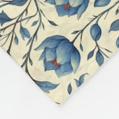 誕生日贈与 | シームレスブルーの花と葉 フリースブランケット (角)