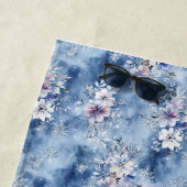 誕生日贈与 | スノーフレーク付き水彩フローラ ビーチタオル (インサイチュ)