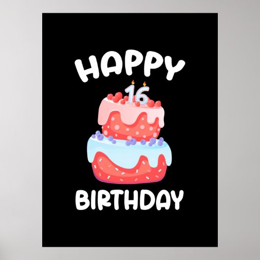 誕生日贈与 |ハッピー16誕生日 ポスター (正面)