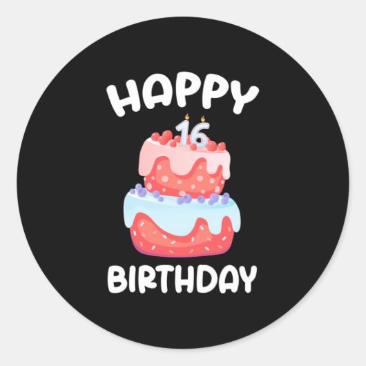 誕生日贈与 |ハッピー16誕生日 ラウンドシール (正面)