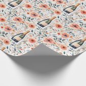 誕生日贈与 | フローラとシャンパンボトル ラッピングペーパー (角)