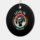 誕生日贈与 |レベル16番目の誕生日のロック解除 セラミックオーナメント (左)