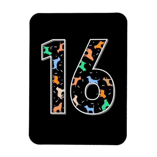 誕生日贈与 |犬と16誕生日 マグネット (縦)