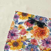 誕生日贈与 | 鮮やかフローラ配置 ビーチタオル (インサイチュ)