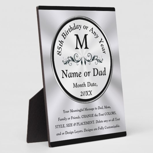 誕生日贈呈アイディア85歳の男女 フォトプラーク (側面)