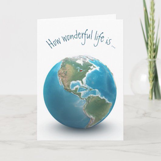 誕生日赤いハートオンプラネットアース カード (正面)