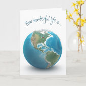 誕生日赤いハートオンプラネットアース カード (黄色い花)