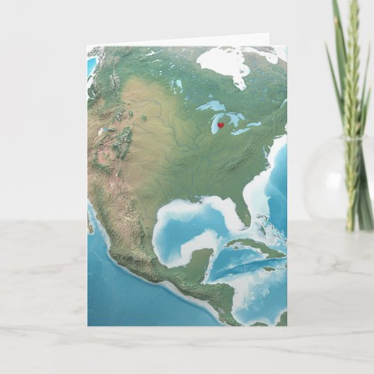 誕生日赤いハートオンプラネットアース カード (正面)