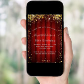 誕生日赤い金ゴールドは映画館の華やかさ 招待状