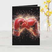 誕生日赤ボクシング手袋 カード (黄色い花)