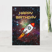 誕生日赤ロケット名前をカスタムすると年齢 カード (正面)