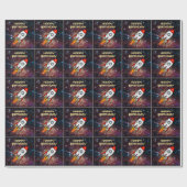 誕生日赤ロケット名前をカスタムすると年齢 ラッピングペーパー (フラット)