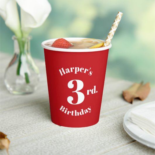 誕生日赤名前をカスタムすると数字 紙コップ (インサイチュ)