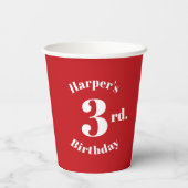 誕生日赤名前をカスタムすると数字 紙コップ (裏面)