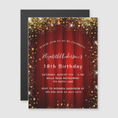 誕生日赤金ゴールドは映画館の豪華さを輝かせる マグネット招待状 (正面/裏面)