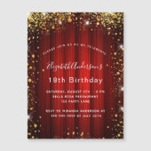 誕生日赤金ゴールドは映画館の豪華さを輝かせる マグネット招待状 (正面)