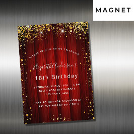 誕生日赤金ゴールドは映画館の豪華さを輝かせる マグネット招待状
