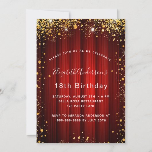 誕生日赤金ゴールドは映画館の豪華さを輝かせる 招待状 (正面)