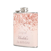 誕生日赤面バラ金ゴールドグリッターモノグラム フラスク (左)