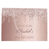 誕生日赤面バラ金ゴールドドライブ名 ラージペーパーバッグ (裏面)