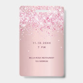 誕生日赤面ピンクグリッターダスト名vip バッジ (Back)