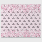 誕生日赤面ピンクグリッター名 ラッピングペーパー (フラット)