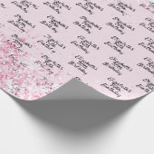 誕生日赤面ピンクグリッター名 ラッピングペーパー (角)