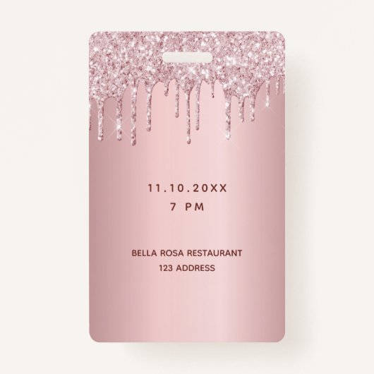 誕生日赤面ピンクドリップス名vipパス バッジ (裏面)