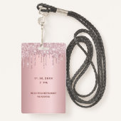 誕生日赤面ピンクドリップス名vipパス バッジ (裏面ランヤード)