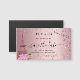 誕生日赤面ピンクパリ日付磁石を保存