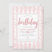 誕生日赤面ピンクローズ金ゴールドグリッタースクリプトchic 招待状 (正面)