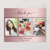 誕生日赤面ピンク写真サンキューカード (正面)