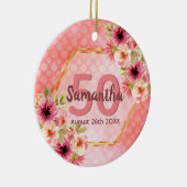 誕生日赤面ピンク花模様幾何学名 セラミックオーナメント (右)