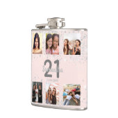 誕生日赤面銀グリッター写真集名 フラスク (左)