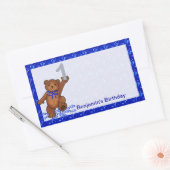 誕生日踊りベアスクラップブック 長方形シール (封筒)