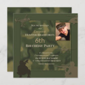 誕生日迷彩招待状、年齢/写真の挿入 招待状 (正面/裏面)